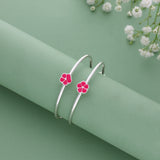 Cute Flower Adjustable 925 Silver Kid Bangle(0 - 5Yrs)
