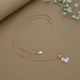 Lovely Duck Rose Gold Polish 925 Silver Kids Chain Pendant(3+ Years)
