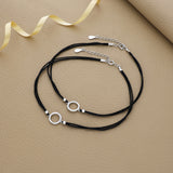 Circle Black Cord 925 Silver Anklet