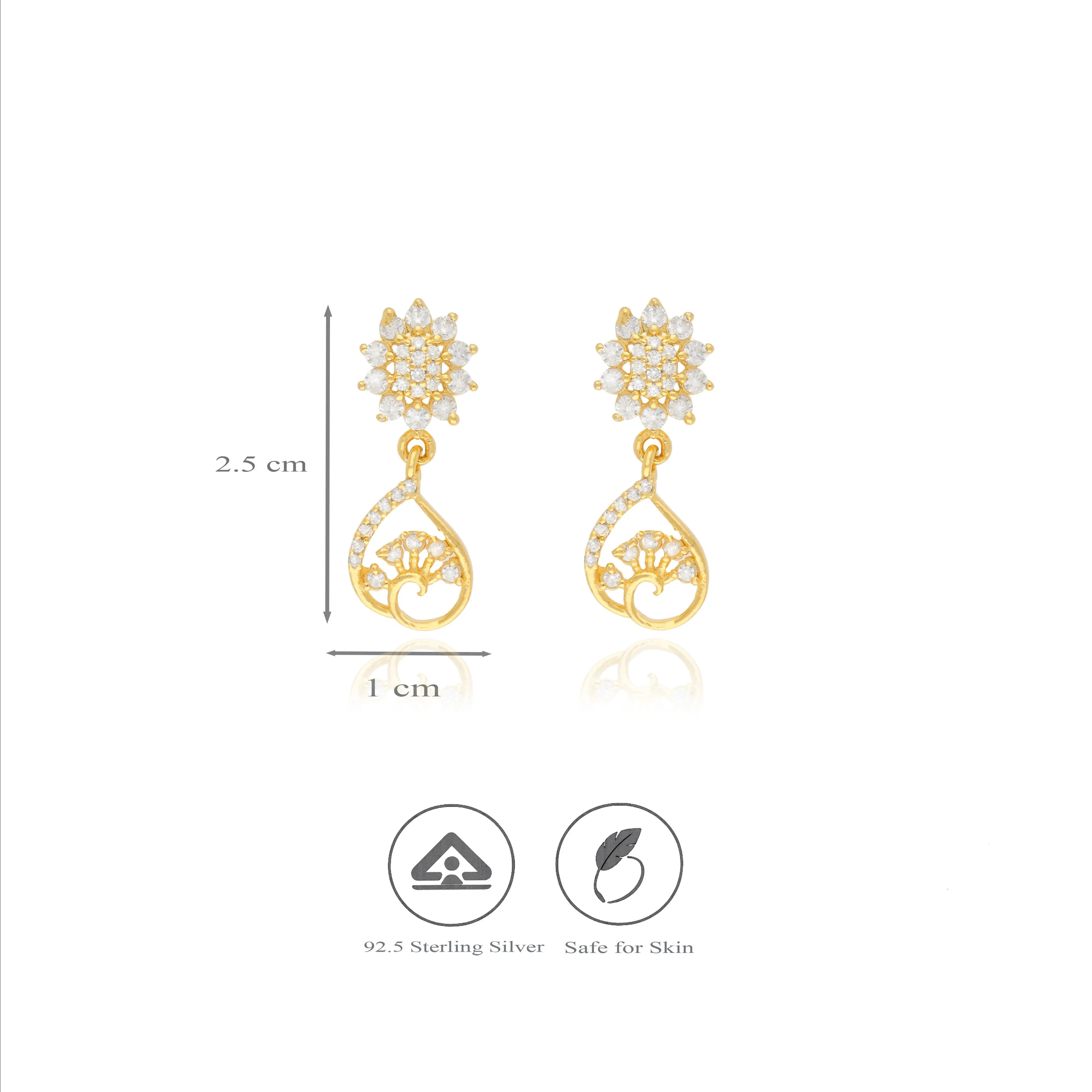 Dangling Paisley 925 Silver Drop Earrings