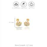 925 Silver Gold-Plated Kids Swan Studs