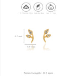 Twin Leaf 925 Silver Kids Stud Earring
