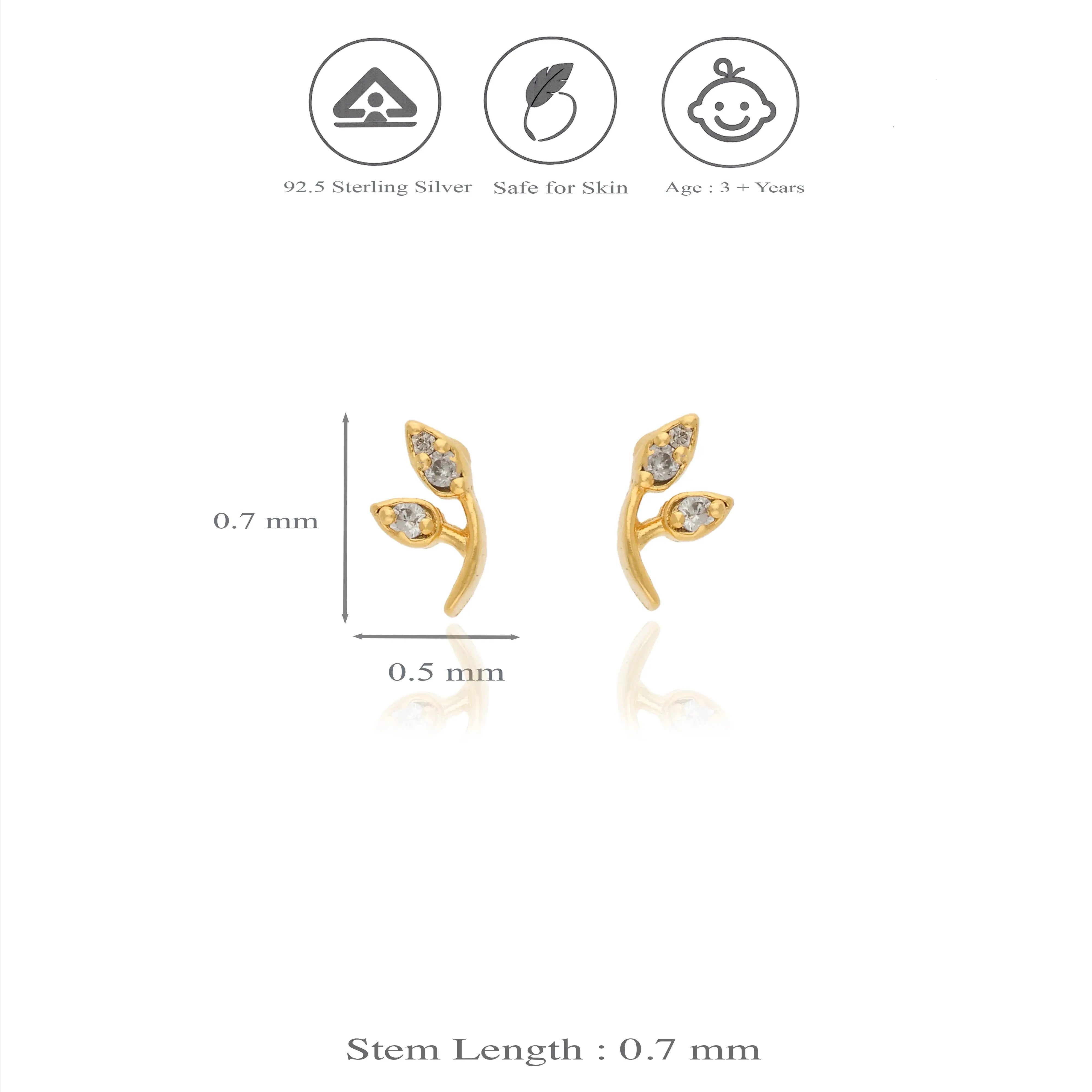 Twin Leaf 925 Silver Kids Stud Earring