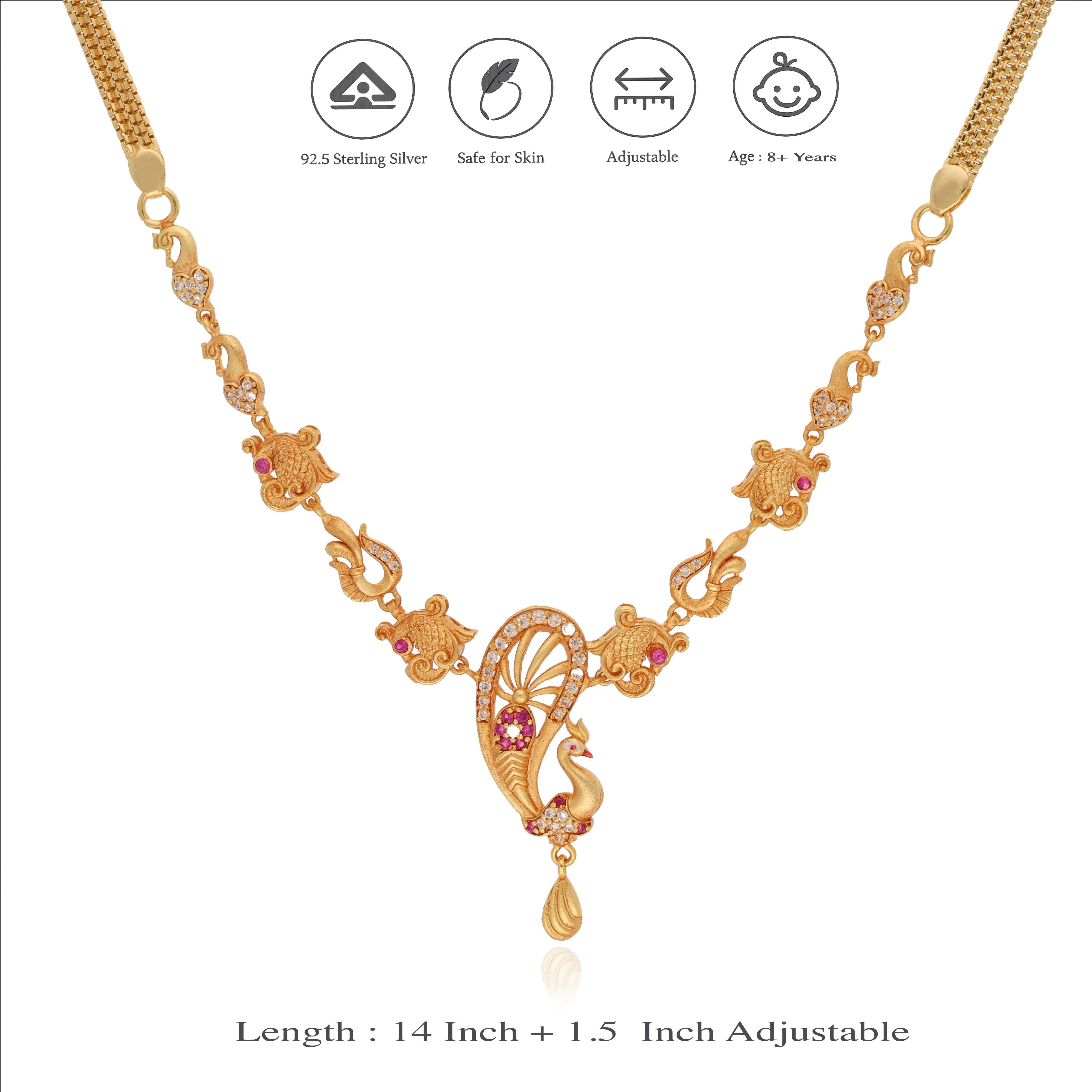 925 Silver Peacock Design Traditional Necklace