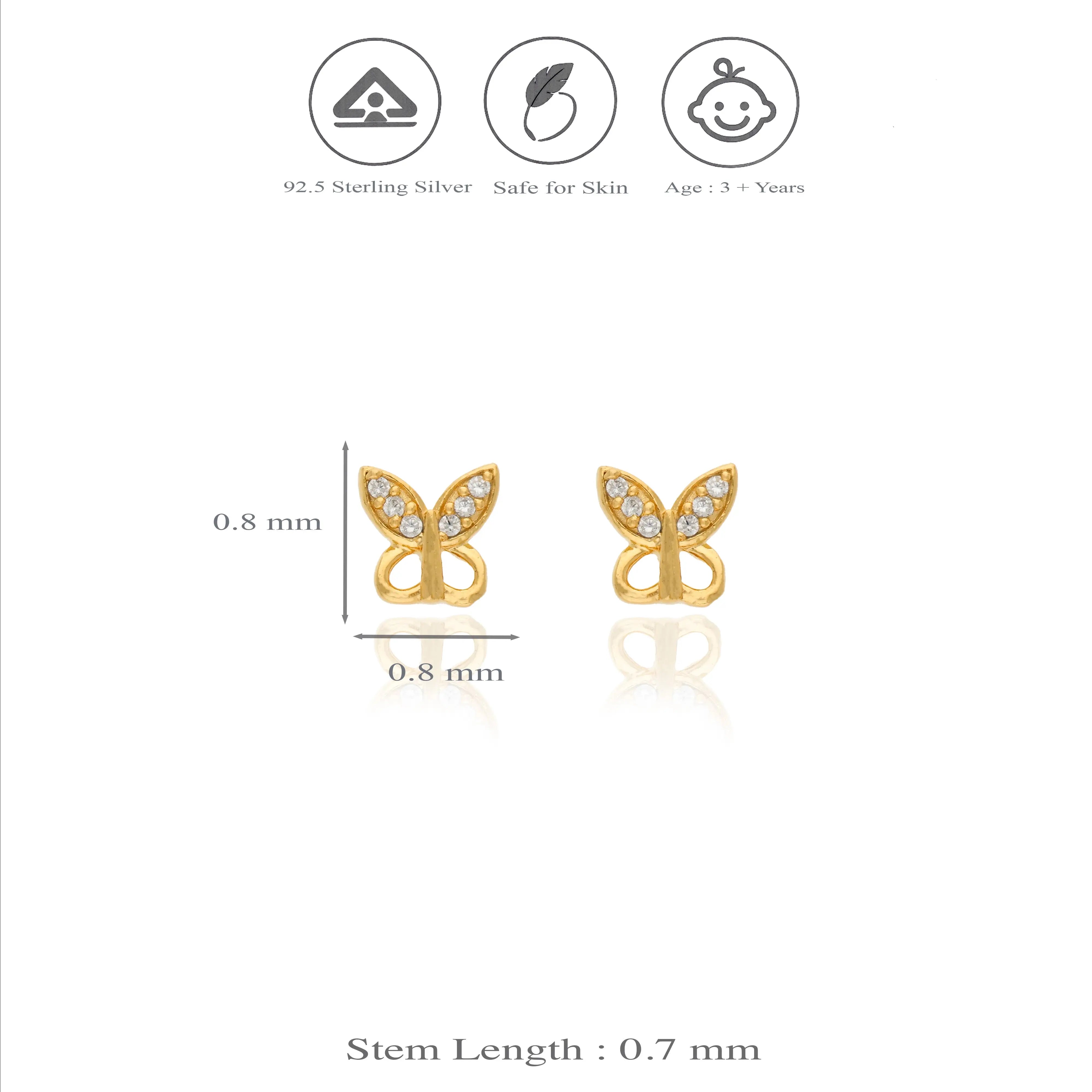 925 Silver Butterfly Spark Kids Studs