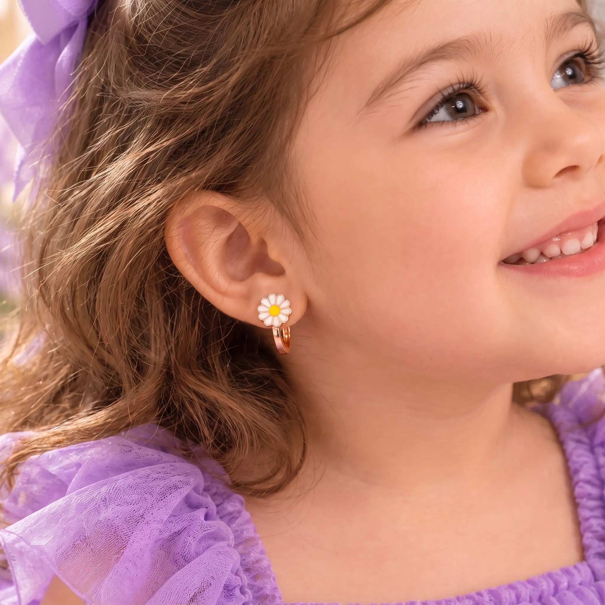 Petal Pop 925 Silver Kids Hoop Earrings