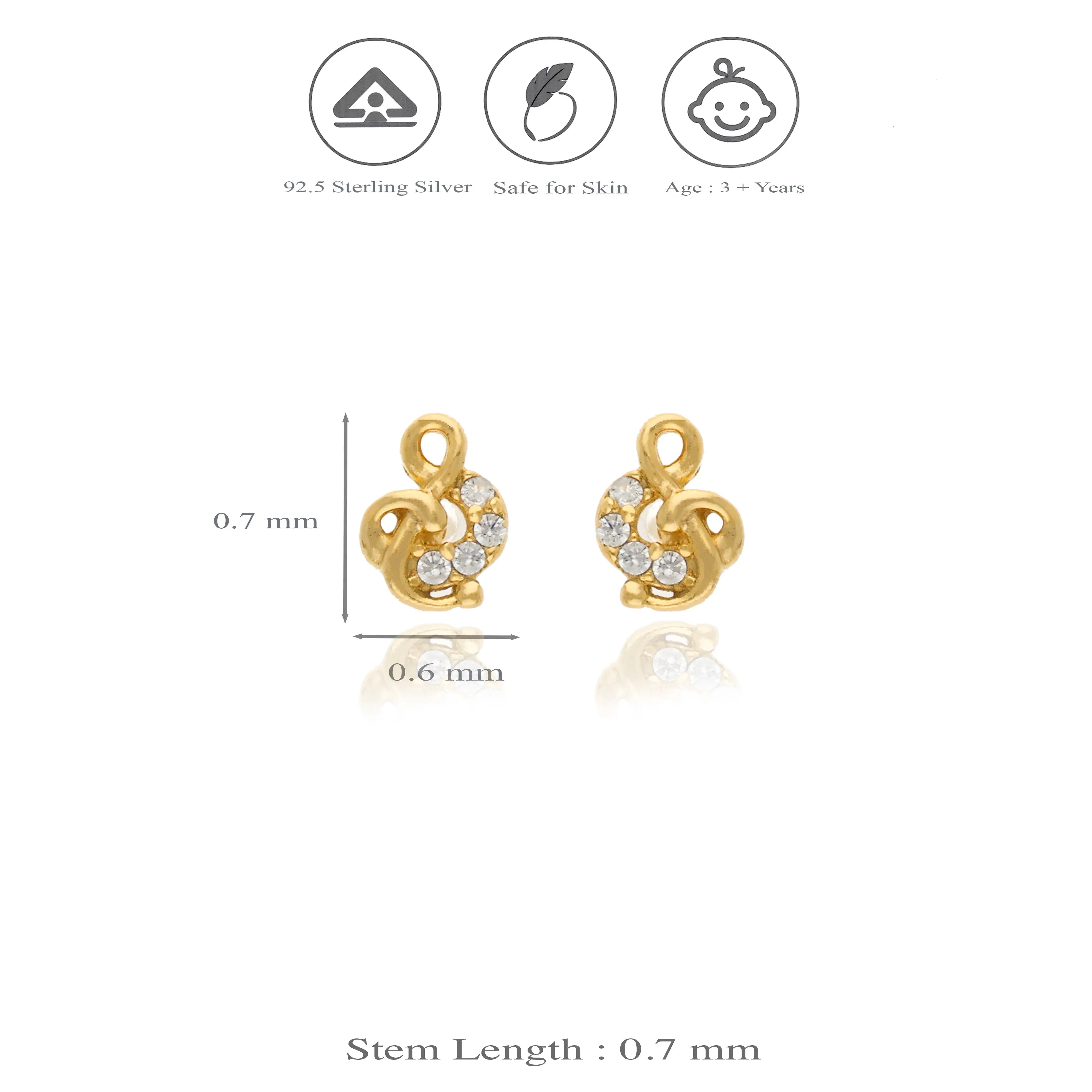 925 Silver Treble Clef Kid Stud Earring