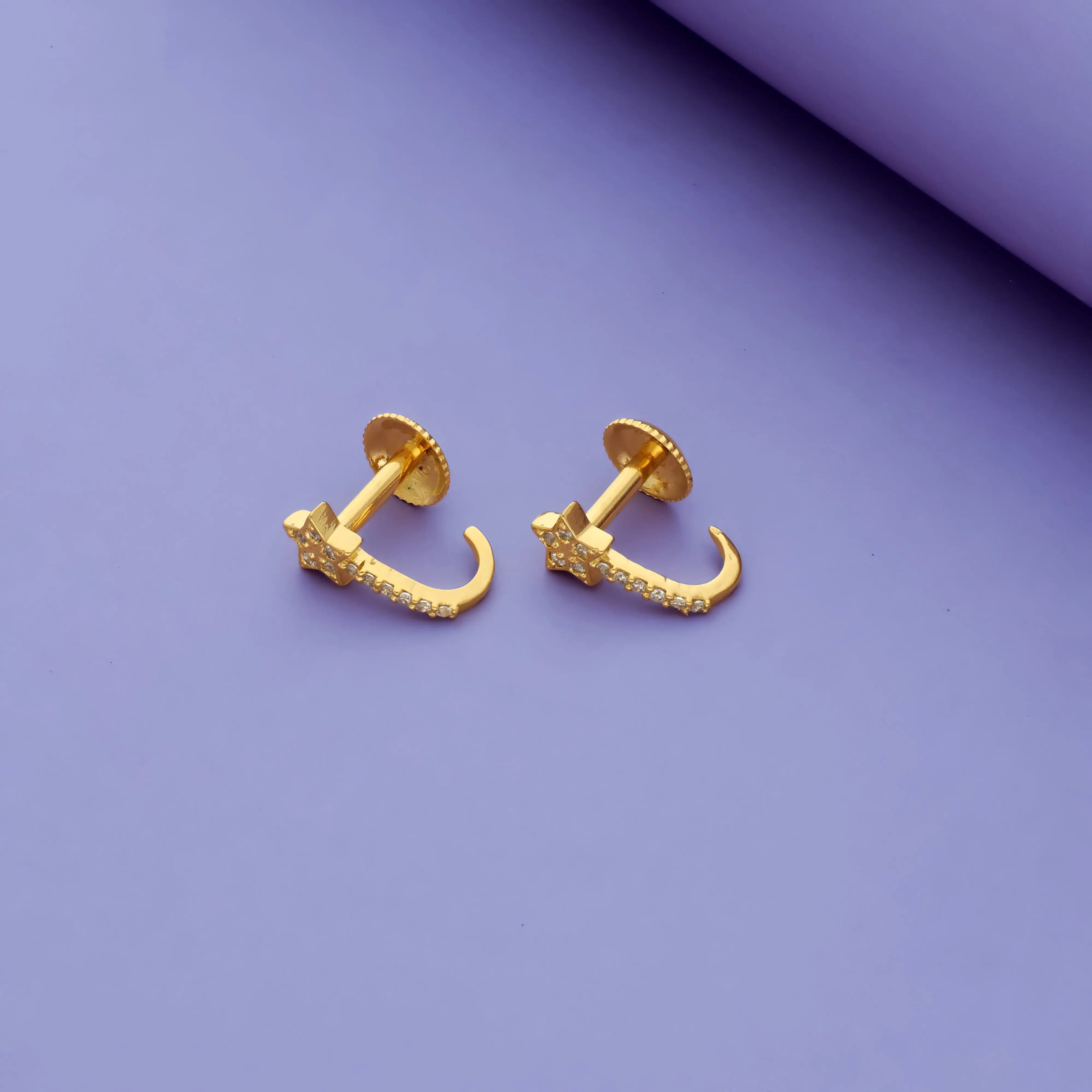 925 Sterling Silver Star J Type Earrings