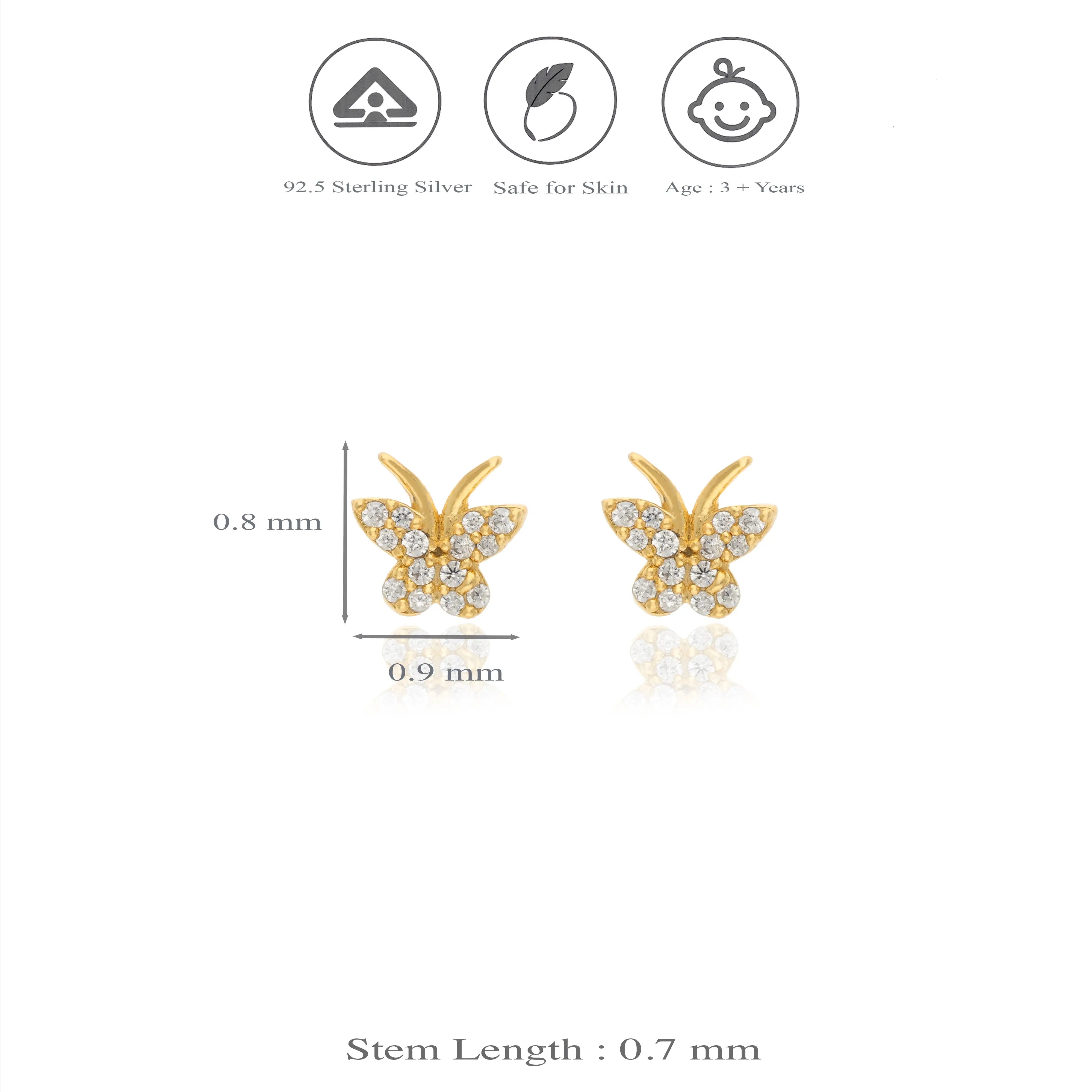 925 Silver Graceful Wings Kids Stud Earrings