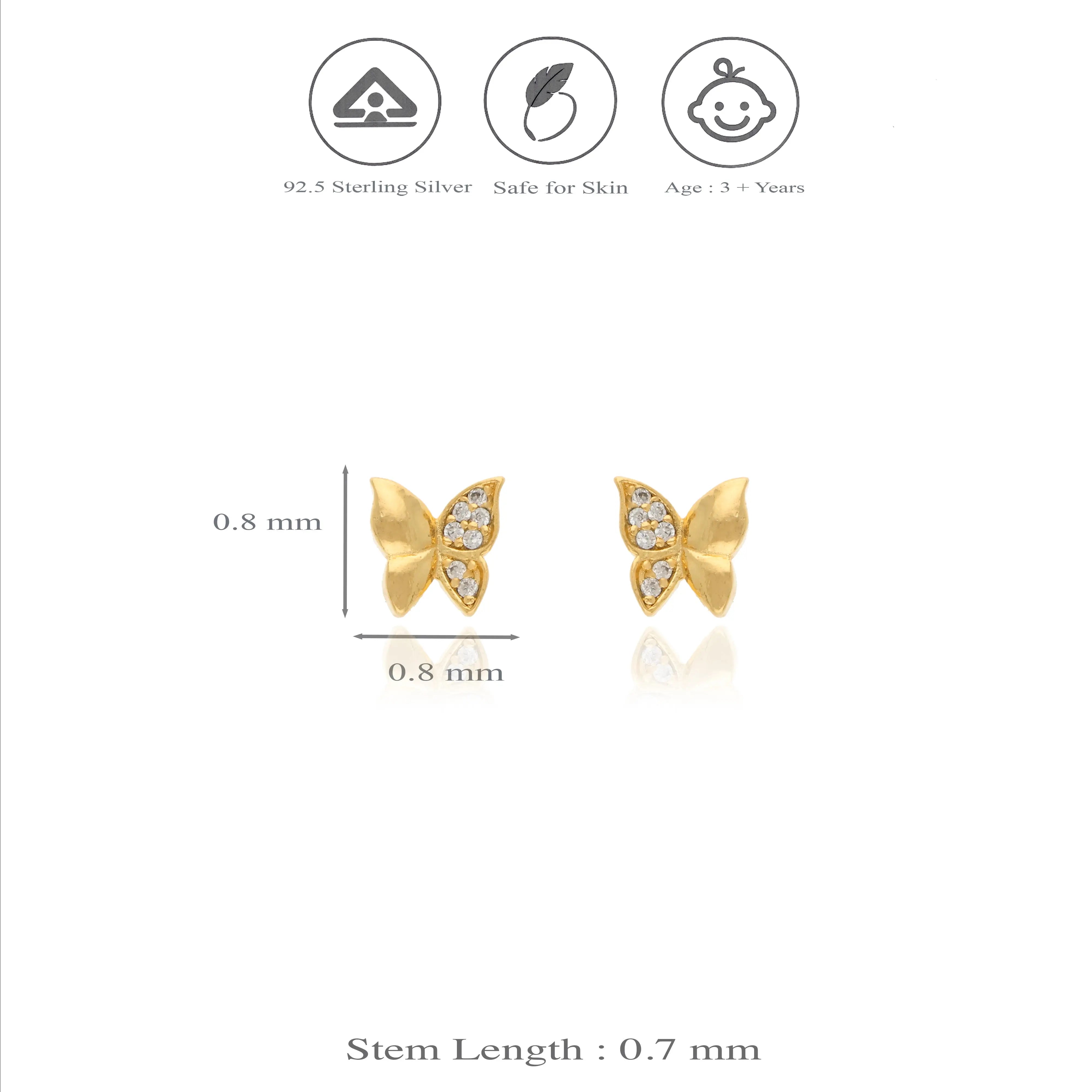 925 Silver Flutter Sparkle Kids Studs
