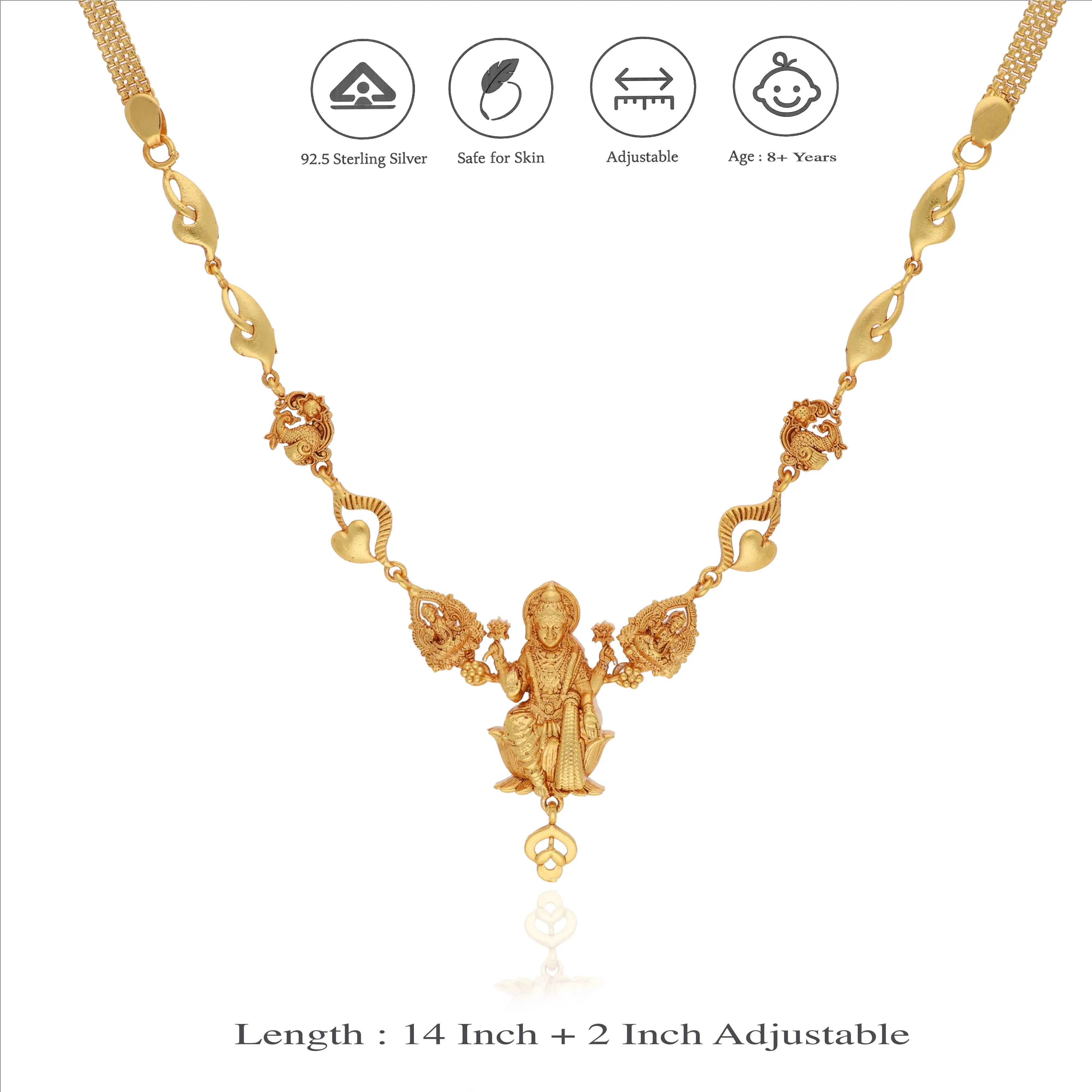 Annapoorna Devi 925 Silver Gold Polish Necklace