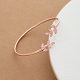 Amiable Leaf Rose Gold Polish Silver Front Open Kada