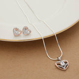 Dual toned Heart-shaped Silver Pendant Set for women and teens