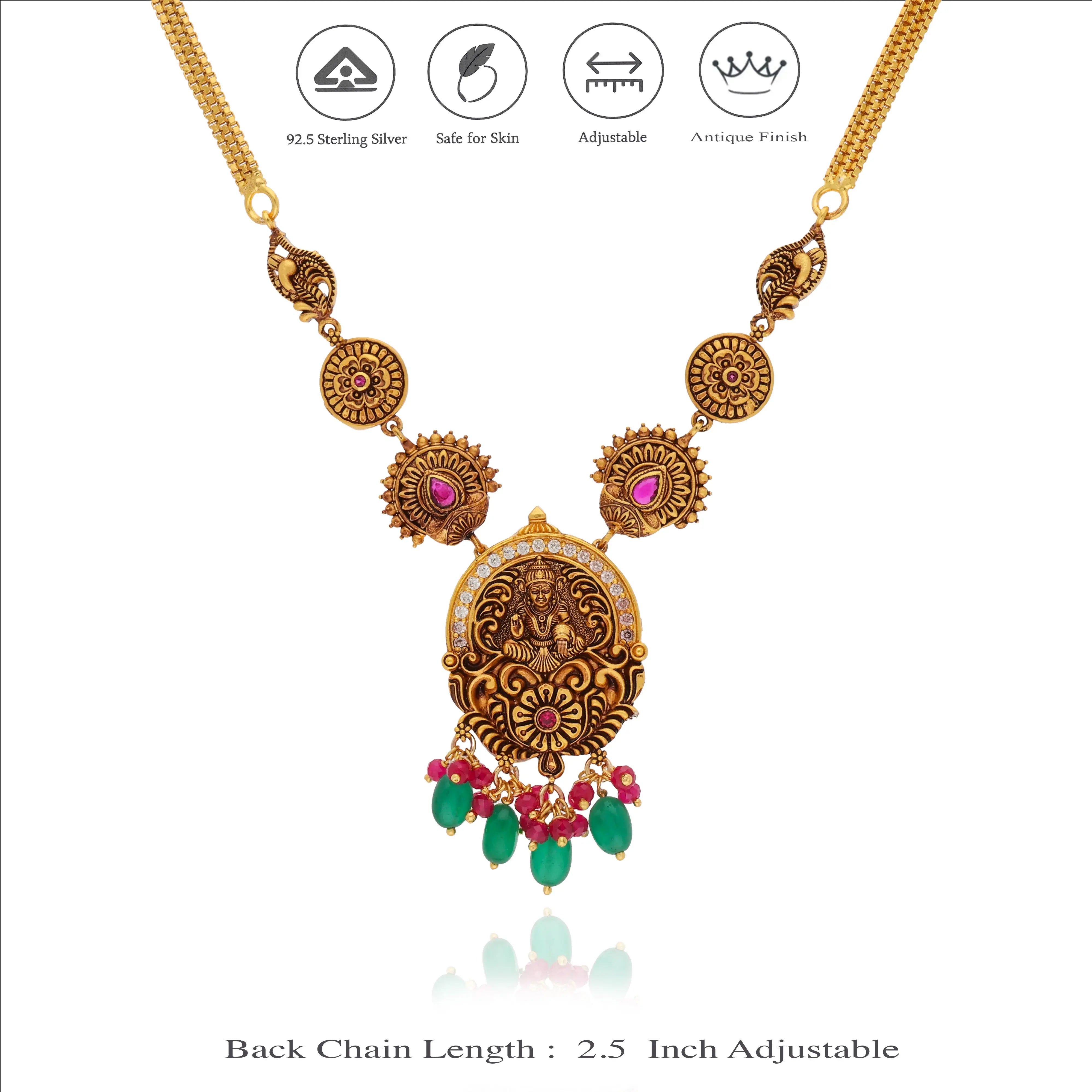 925 Silver Antique Lakshmi Temple Necklace