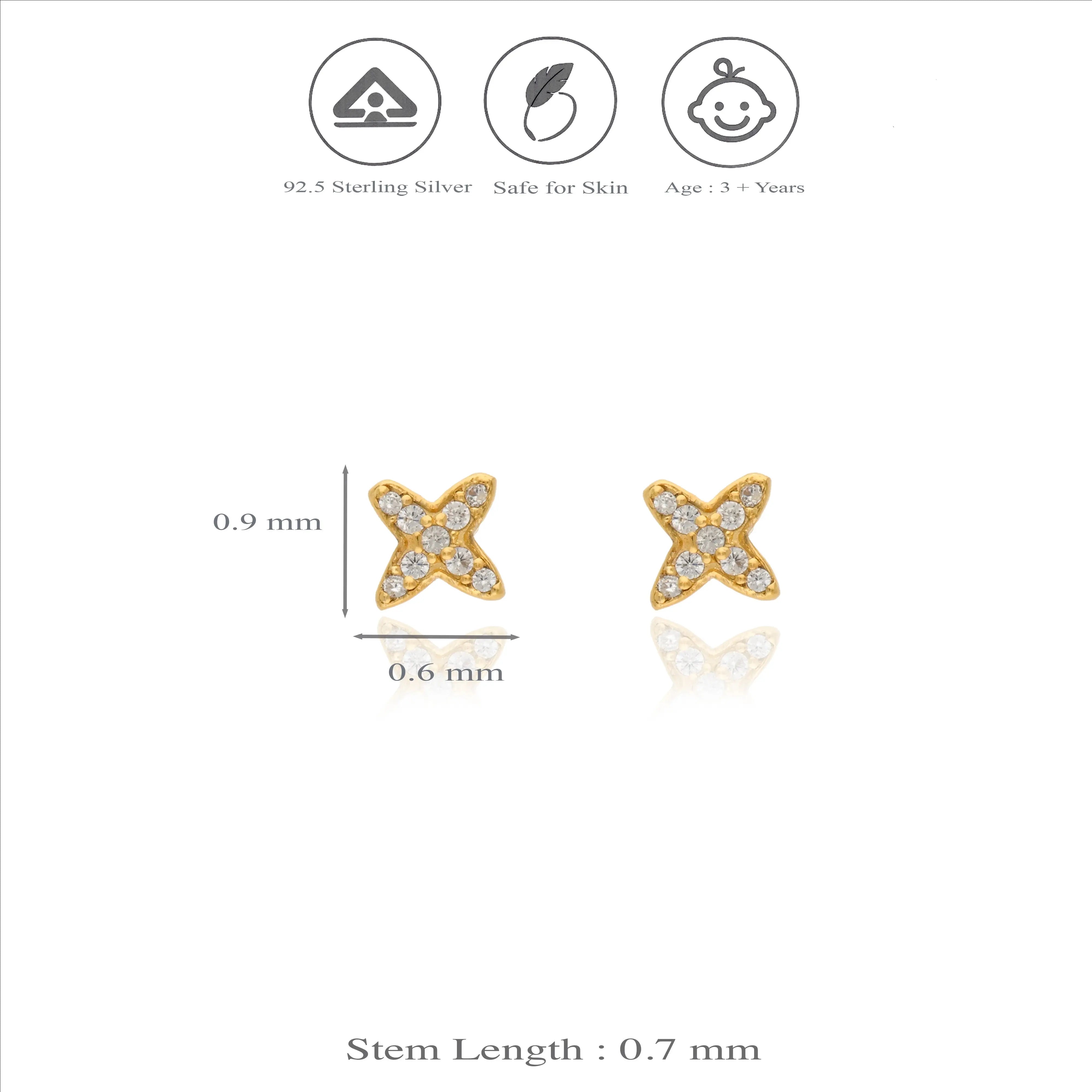 Sparkling X 925 Silver Kids Stud Earrings