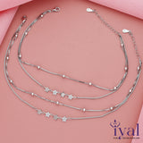 Multi Star Double Layer Adjustable Silver Anklet