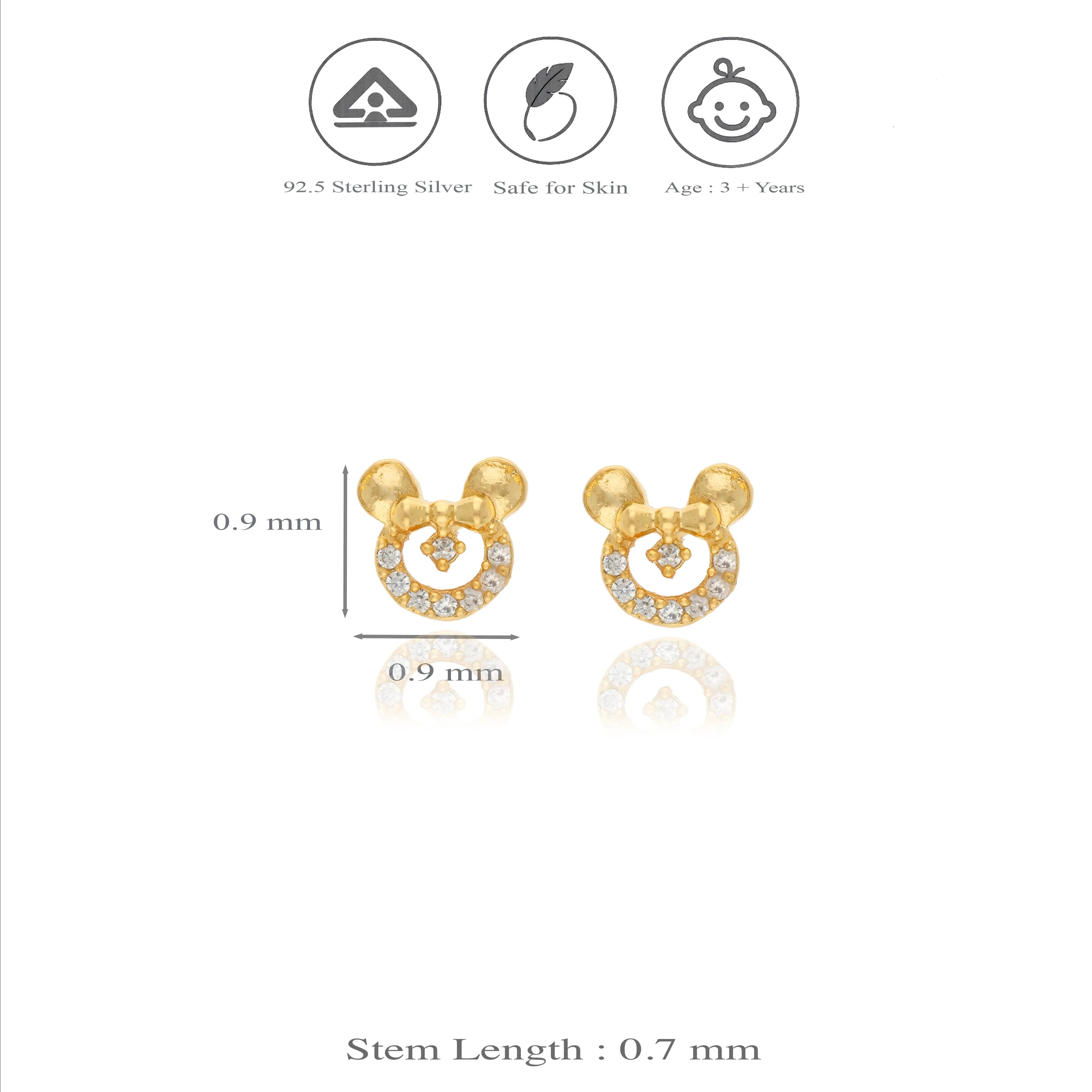 925 Silver Minnie Charm Kids Studs