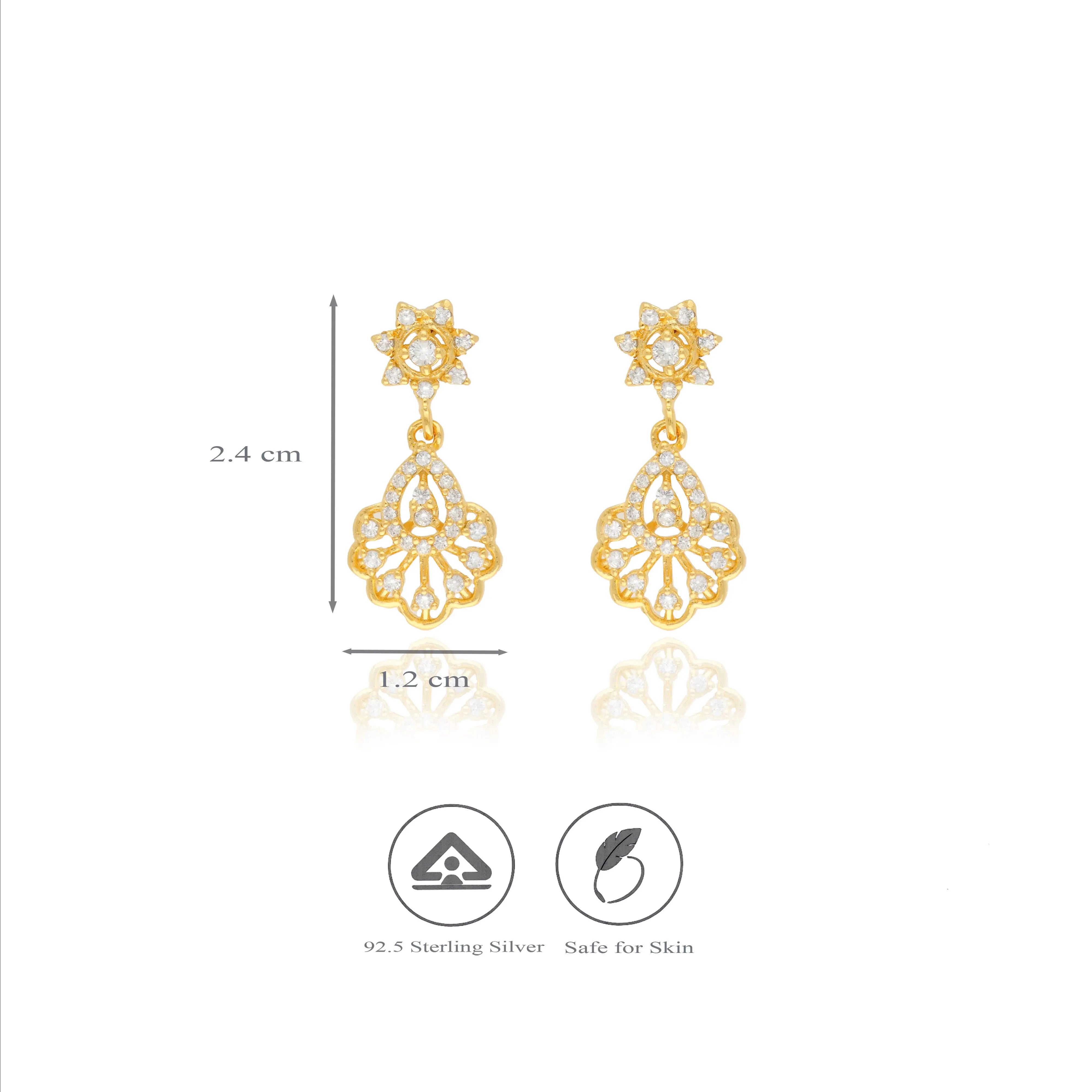 925 Silver Glinting Blossom Drop Earrings