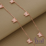 Charming Butterfly Charm Rose Gold Polish Silver Anklet