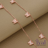 Charming Butterfly Charm Rose Gold Polish Silver Anklet