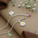 Cute Butterfly Flower Charm 925 Silver Bracelet(3 - 6Yrs)