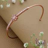 Zircon Filled Rose Gold Polish Silver Kada