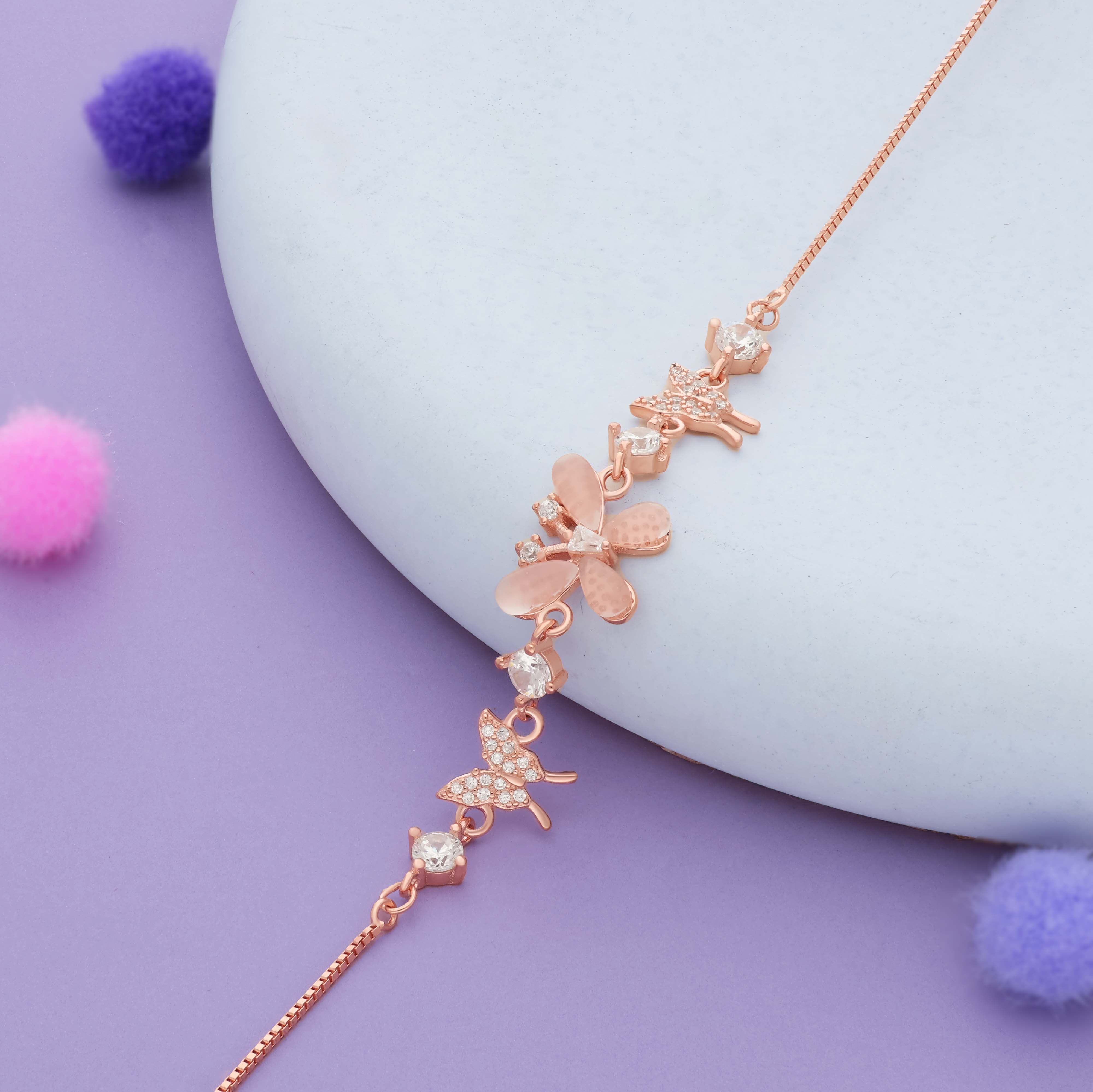 Petal Fly Rose Gold Polish 925 Silver Bracelet