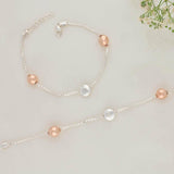 Fancy Rose Gold Silver Combination Anklet For Kids(Pair)