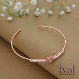Zircon Filled Rose Gold Polish Silver Kada