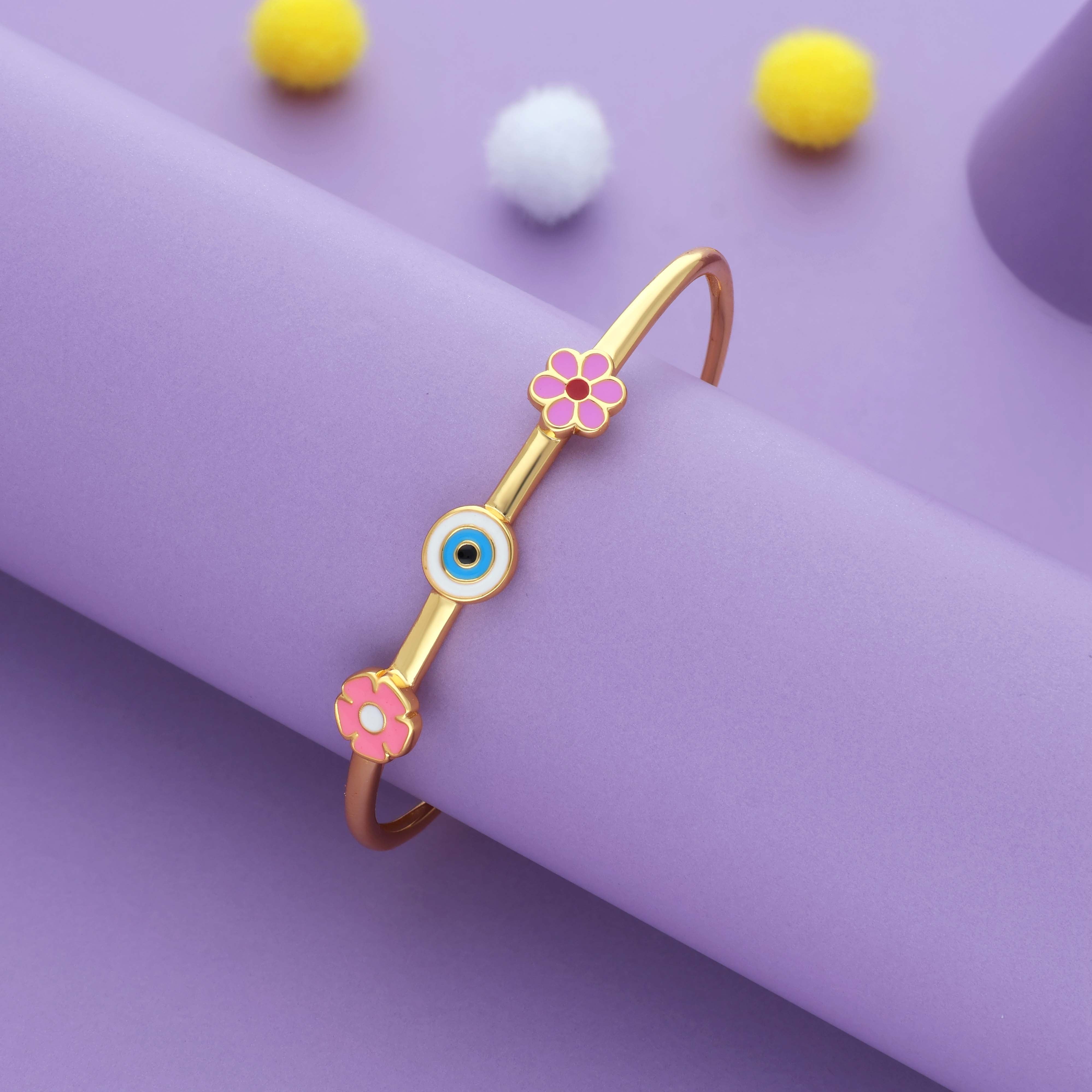 Bloom Shield 18K Gold Polish Silver Kid Bangle(0-5 Yrs)