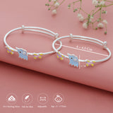 Lovely Elephant Adjustable Silver Kid Bangle(0 - 5Yr)
