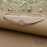 Zircon Filled Rose Gold Polish Silver Kada
