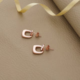 Square-Link Rose Gold 925 Silver Drop Earring