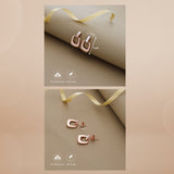 Square-Link Rose Gold 925 Silver Drop Earring