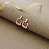 Square-Link Rose Gold 925 Silver Drop Earring