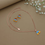 Rainbow Glow Rose Gold Polish 925 Silver Kids Chain Pendent(3+ Years)