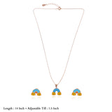 Rainbow Glow Rose Gold Polish 925 Silver Kids Chain Pendent(3+ Years)