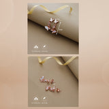 White Dual Butterfly Rose Gold 925 Silver Drop Earring