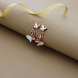 White Dual Butterfly Rose Gold 925 Silver Drop Earring