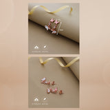 Pink Dual Butterfly Rose Gold 925 Silver Drop Earring