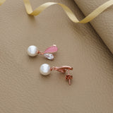Pink Enchanting Pearl Drop Rose Gold 925 Silver Earring