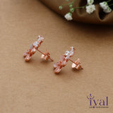 Two Step Flower Rose Gold Polish 925 Silver Stud
