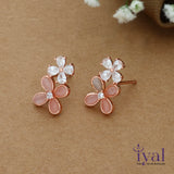 Two Step Flower Rose Gold Polish 925 Silver Stud