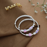 Purple Bow Adjustable 925 Silver Kid Bangle(0 - 6Yrs)