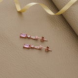 Linear Pink Rose Gold 925 Silver Drop Earring