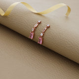 Linear Pink Rose Gold 925 Silver Drop Earring