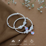 Flower Charm Adjustable 999 Silver Kid Bangle(0 - 6Yrs)