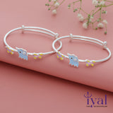 Lovely Elephant Adjustable Silver Kid Bangle(0 - 5Yr)