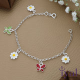 Cute Butterfly Flower Charm 925 Silver Bracelet(3 - 6Yrs)