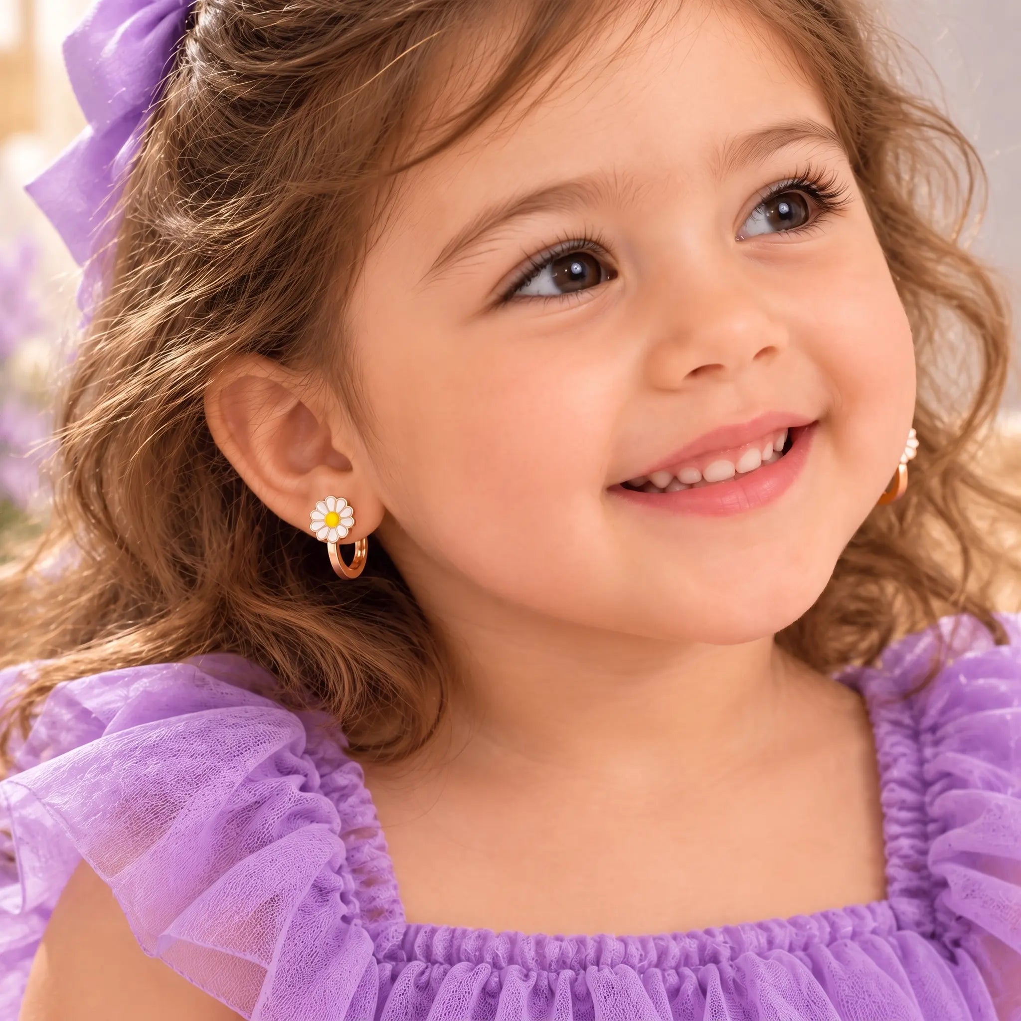Petal Pop 925 Silver Kids Hoop Earrings